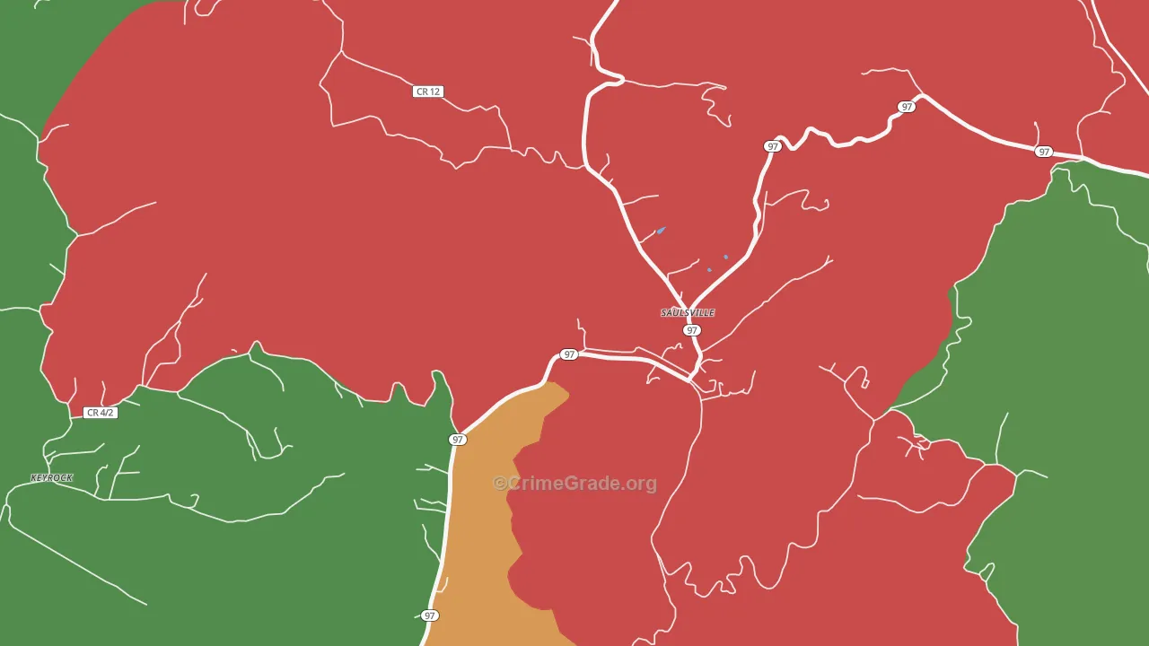 25876, WV Map of Vehicle Theft Rates