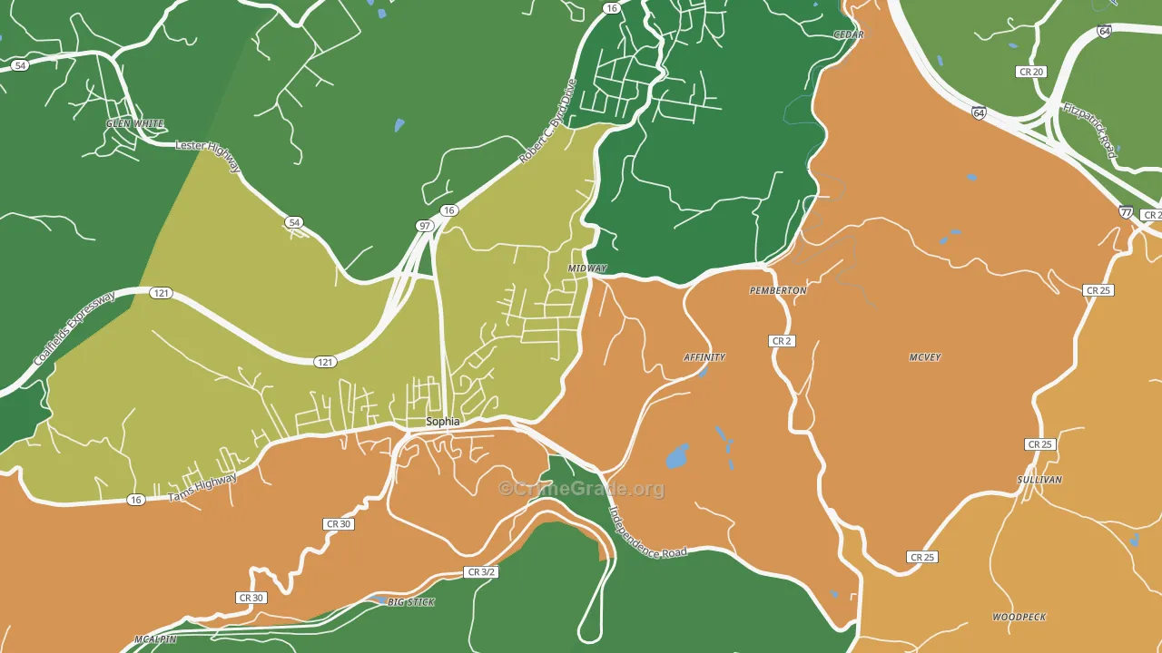 25878, WV Map of Vehicle Theft Rates