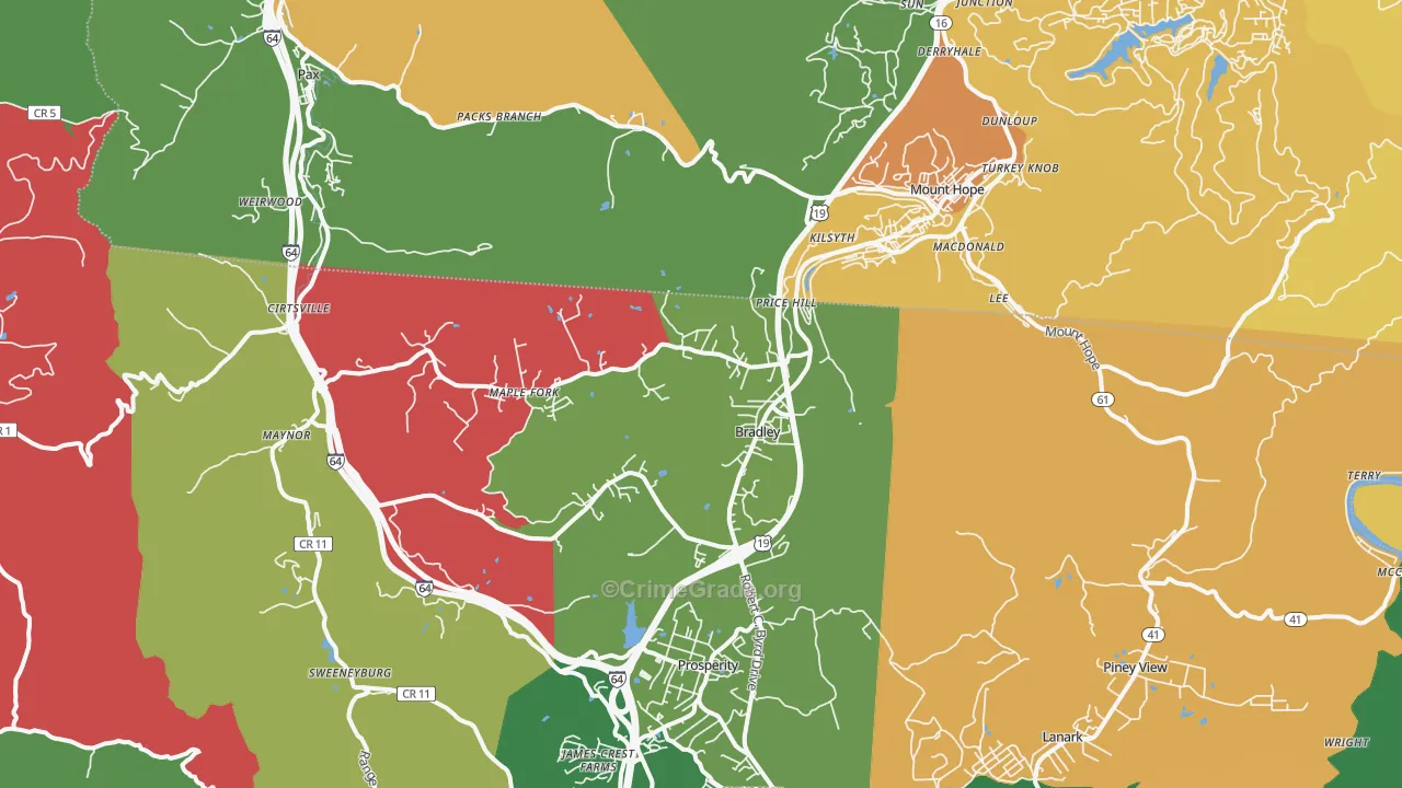 25880, WV Map of Vehicle Theft Rates
