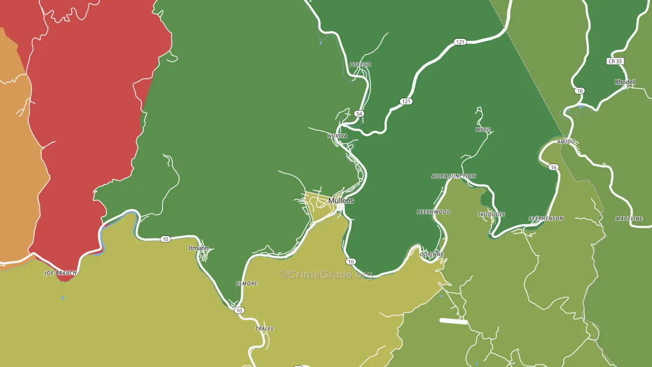 25882, WV Map of Vehicle Theft Rates