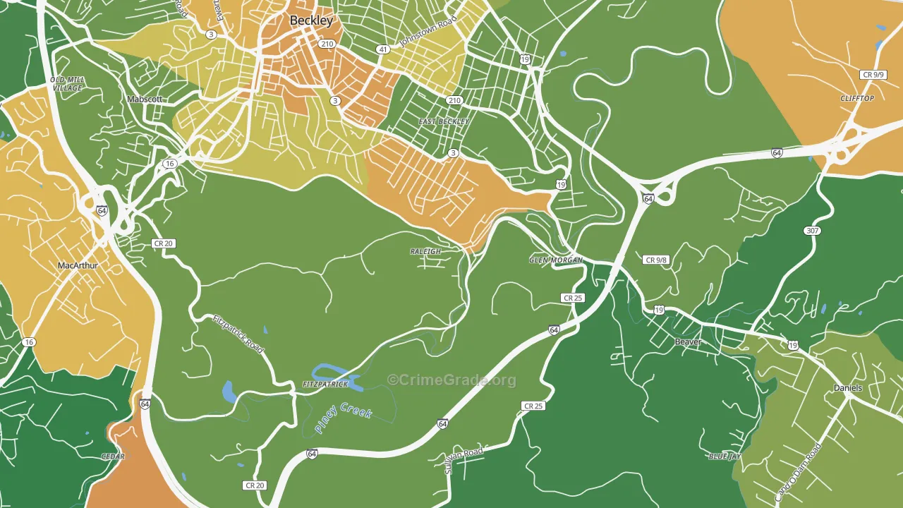 25911, WV Map of Vehicle Theft Rates