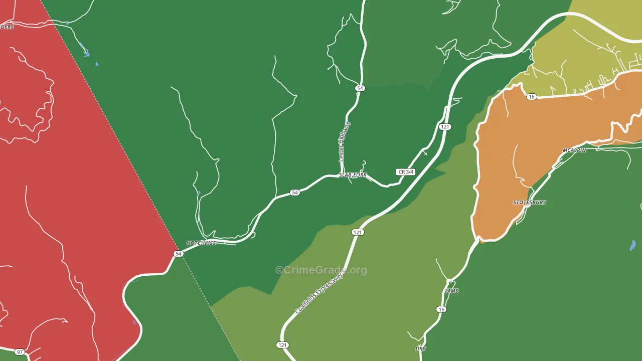 25920, WV Map of Vehicle Theft Rates