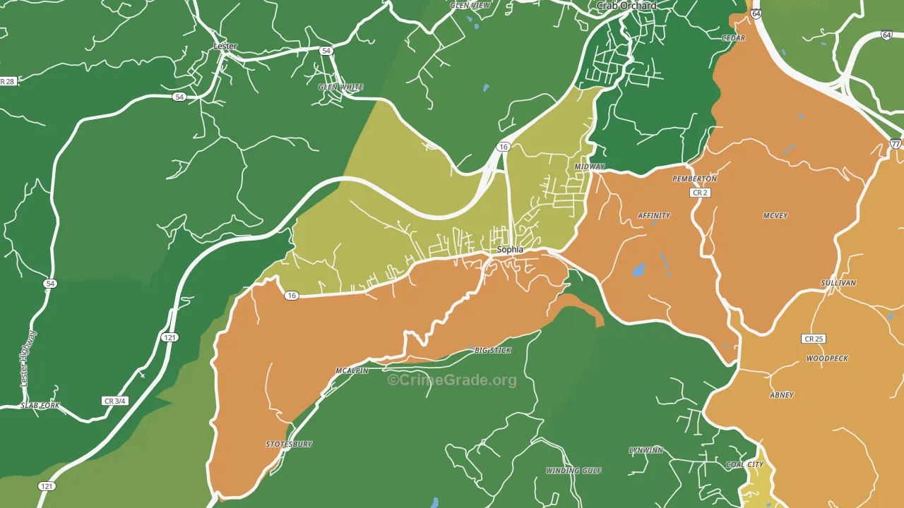 25921, WV Map of Vehicle Theft Rates