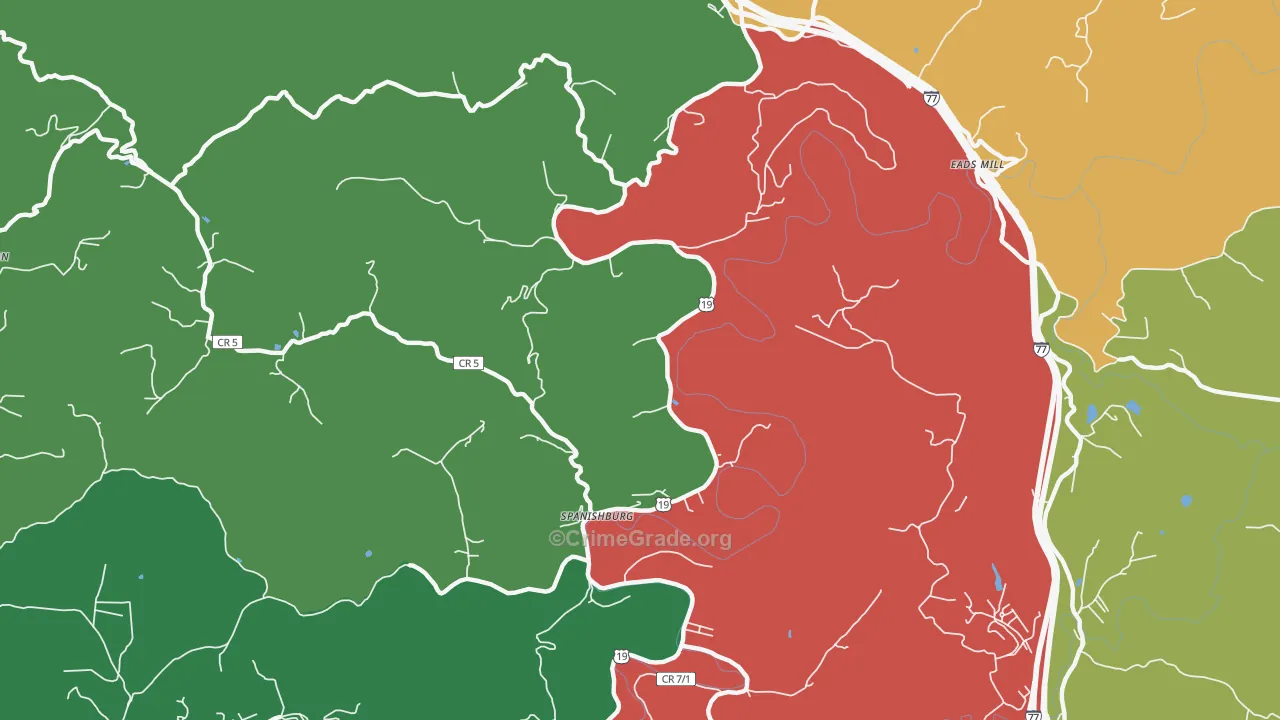 25922, WV Map of Vehicle Theft Rates