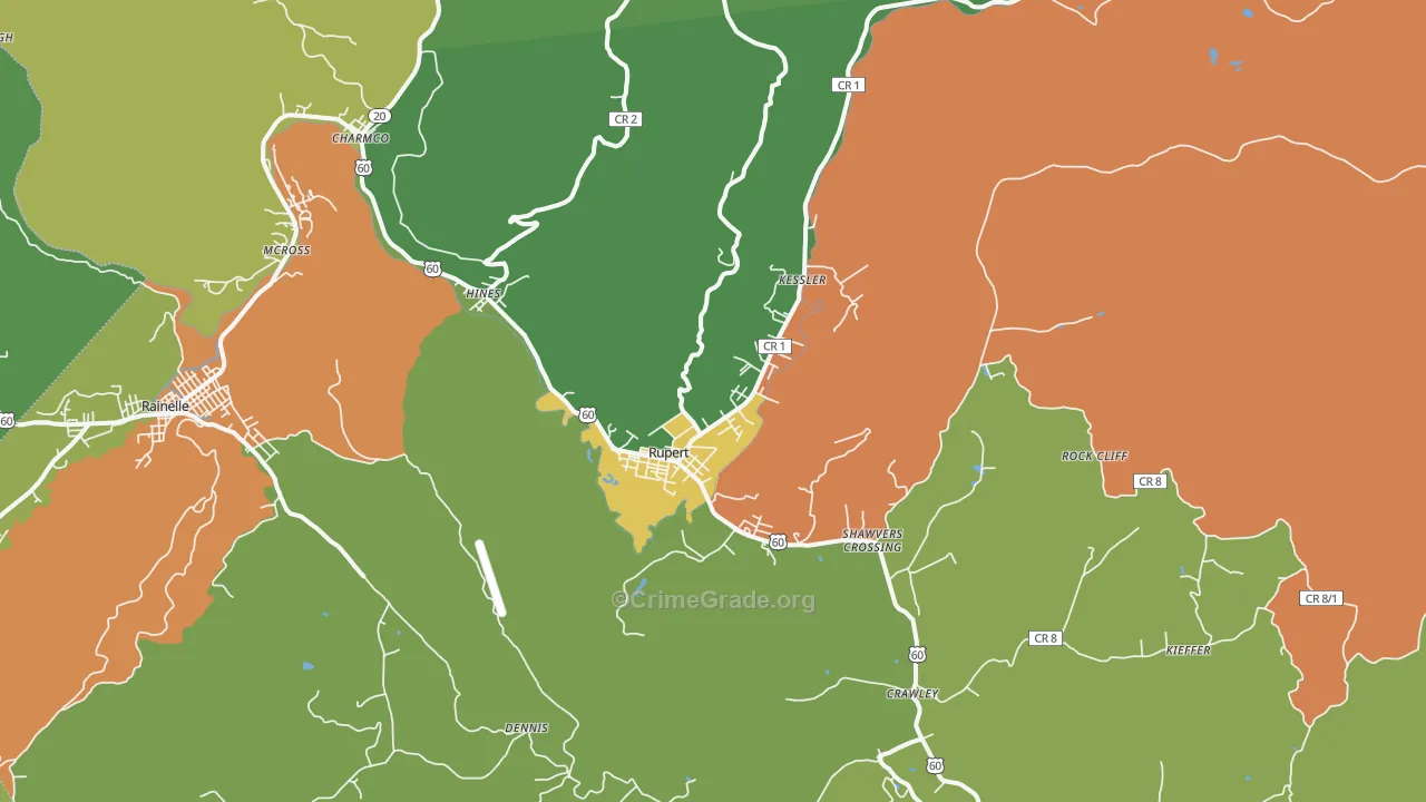 25984, WV Map of Vehicle Theft Rates