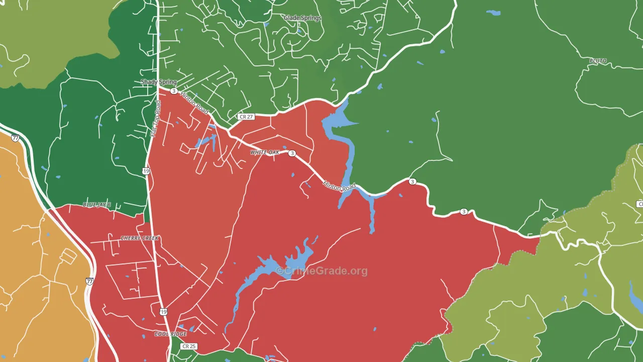 25989, WV Map of Vehicle Theft Rates