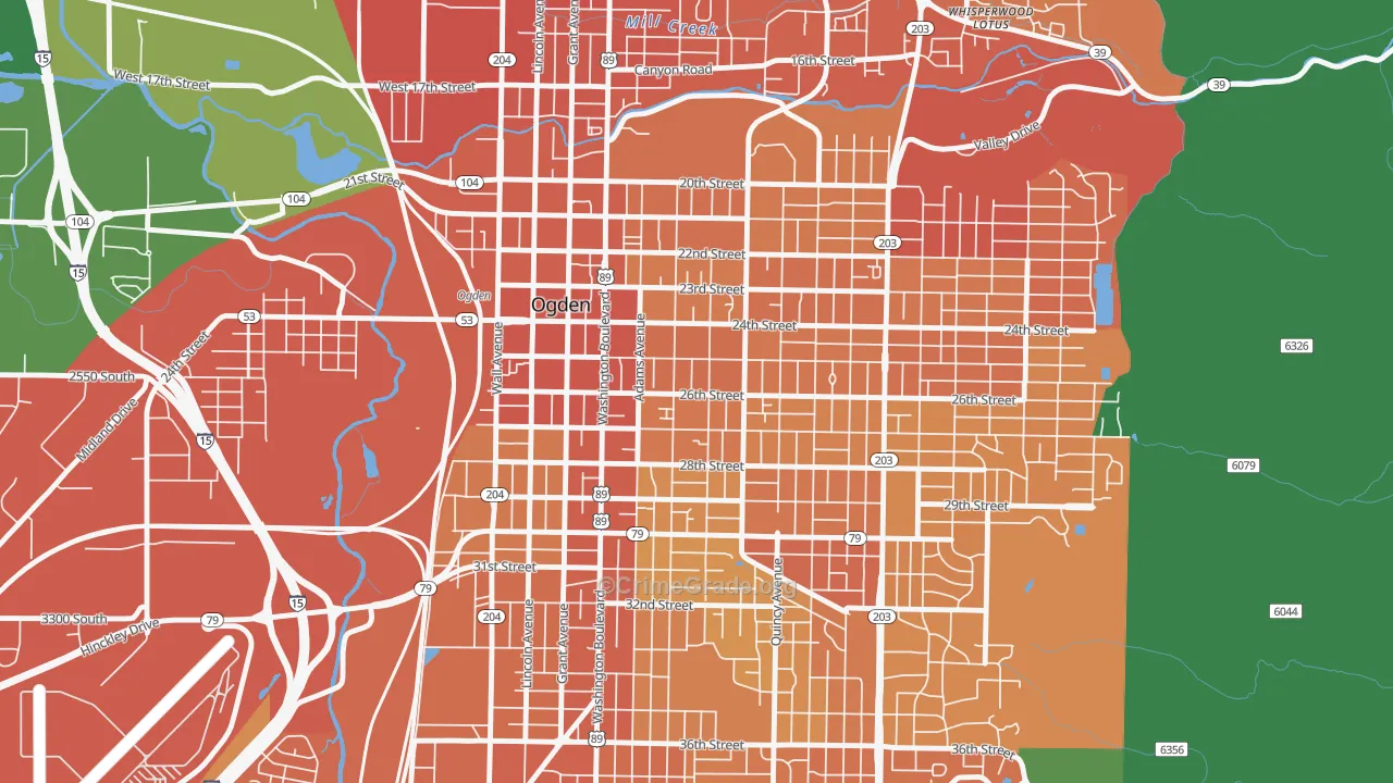 25th Street, Ogden, UT Map of Vehicle Theft Rates