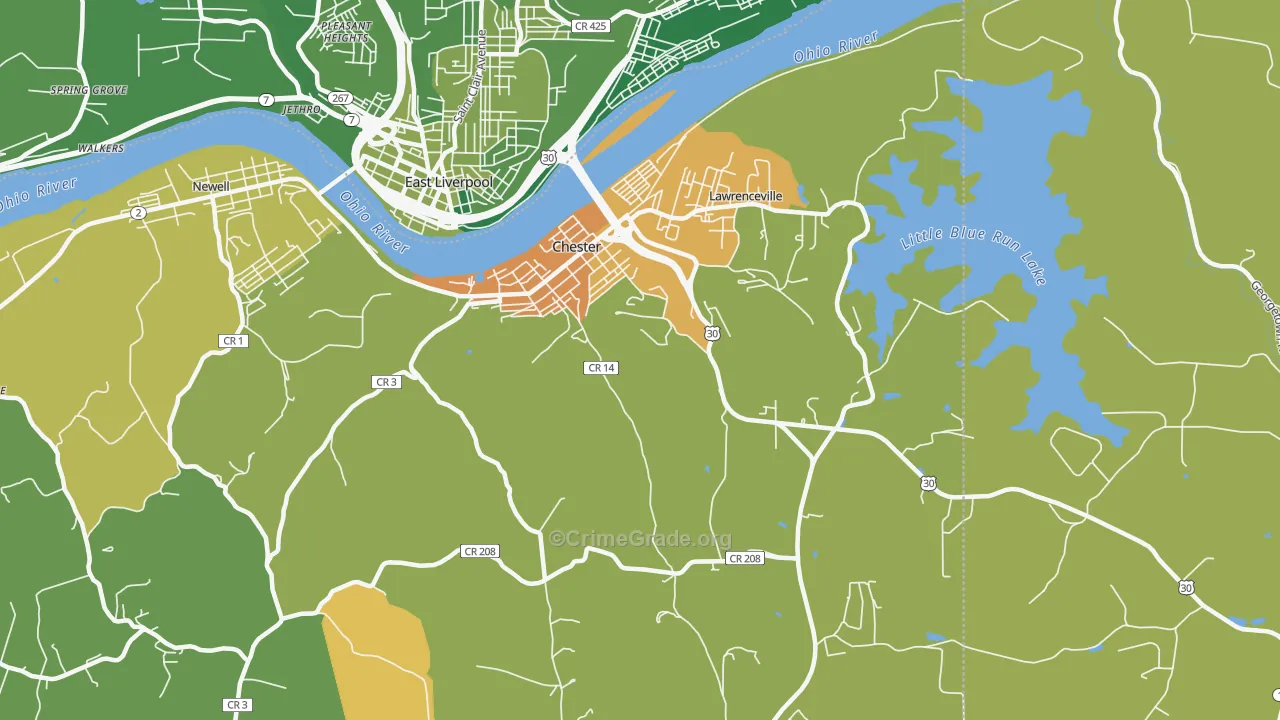 26034, WV Map of Vehicle Theft Rates