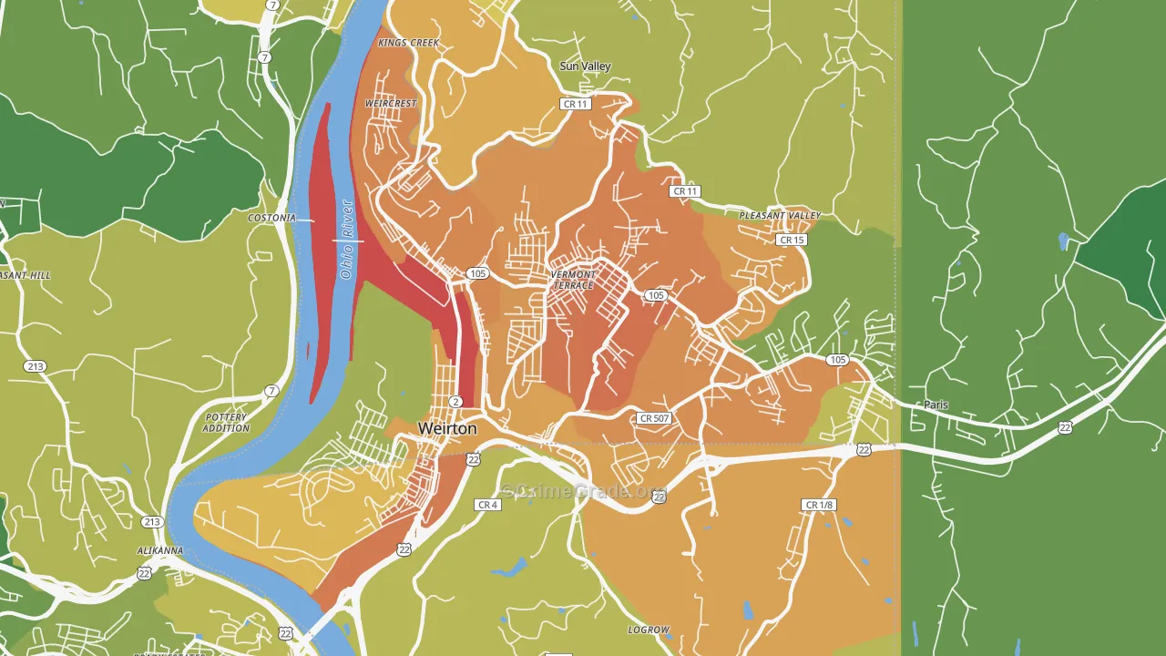 26062, WV Map of Vehicle Theft Rates
