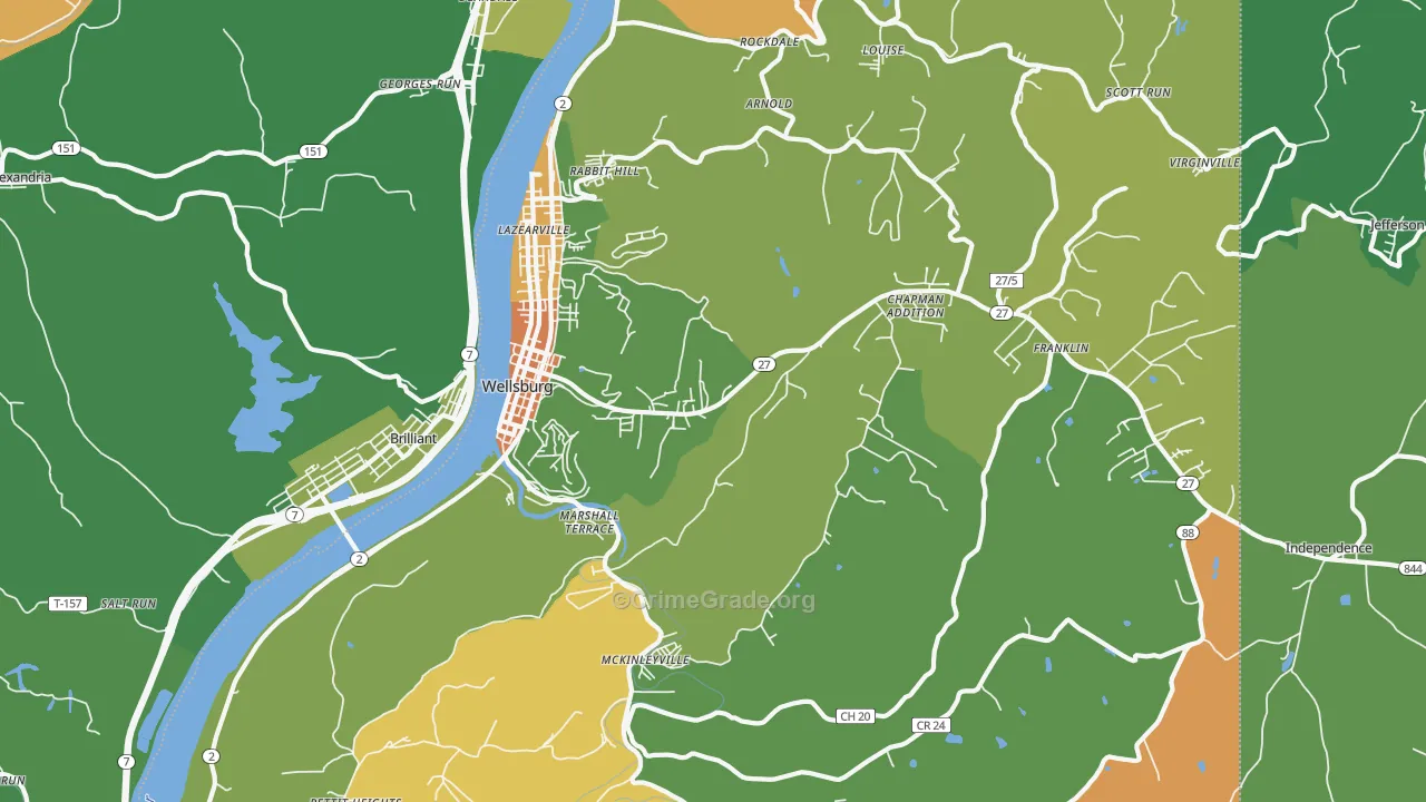 26070, WV Map of Vehicle Theft Rates