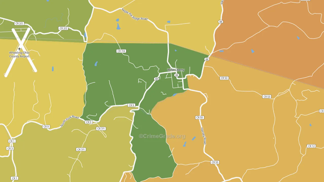 26074, WV Map of Vehicle Theft Rates