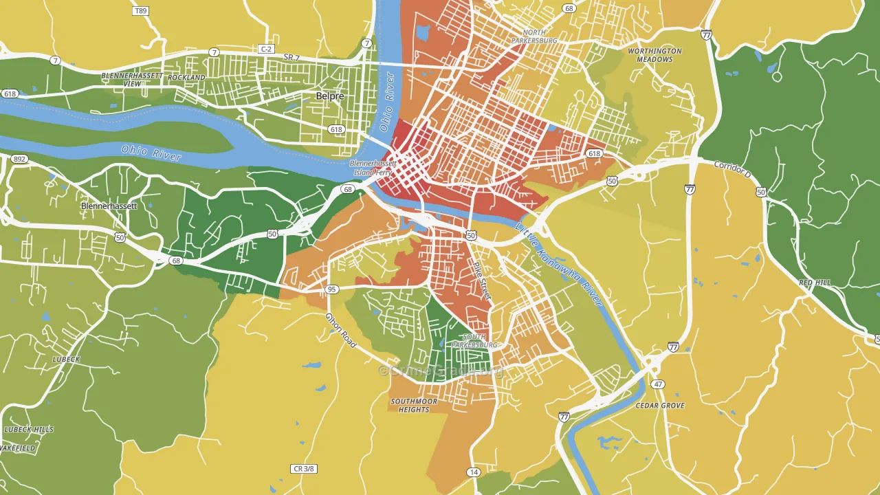 26101, WV Map of Vehicle Theft Rates