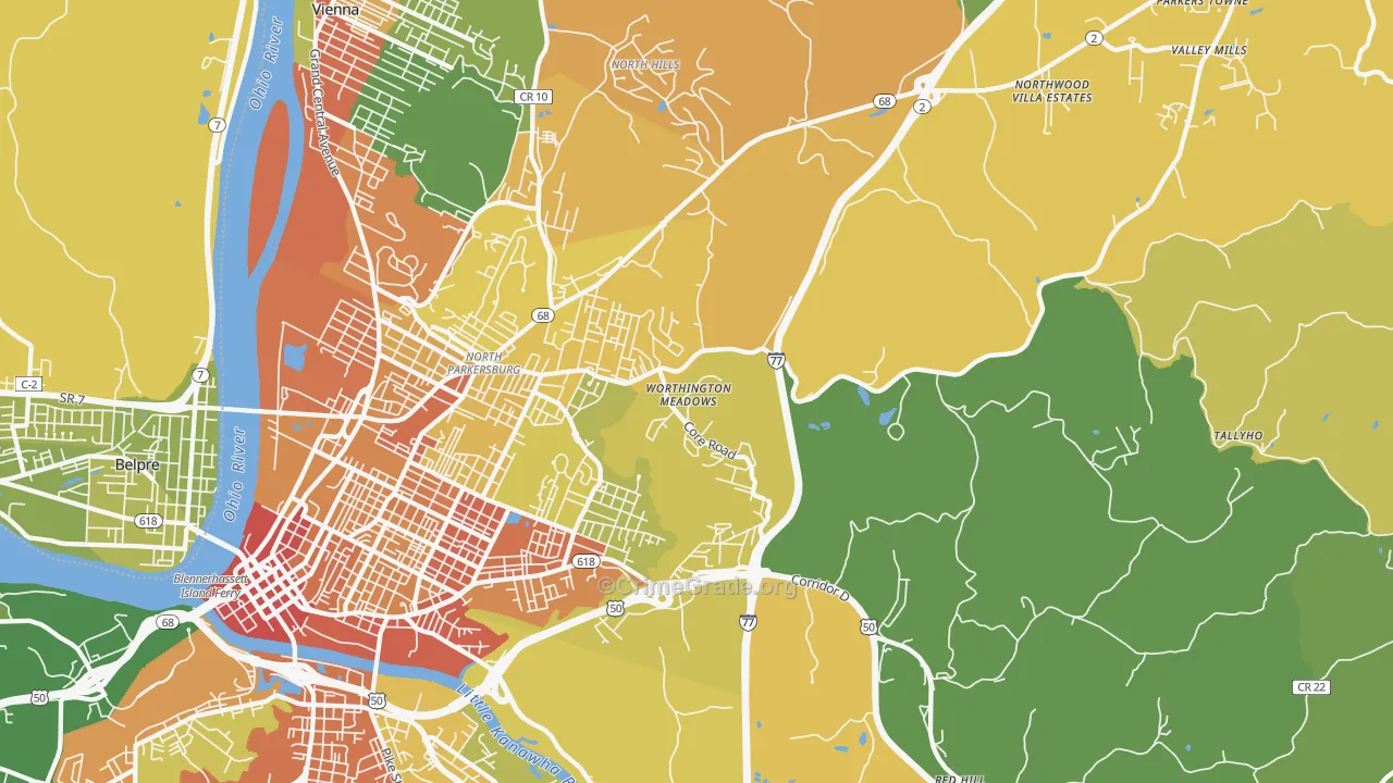 26104, WV Map of Vehicle Theft Rates