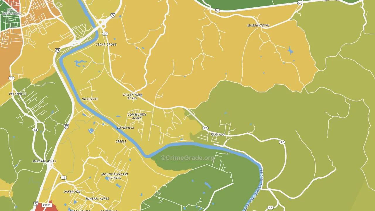 26142, WV Map of Vehicle Theft Rates