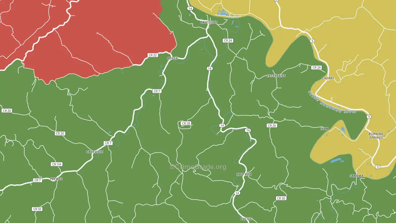 26160, WV Map of Vehicle Theft Rates