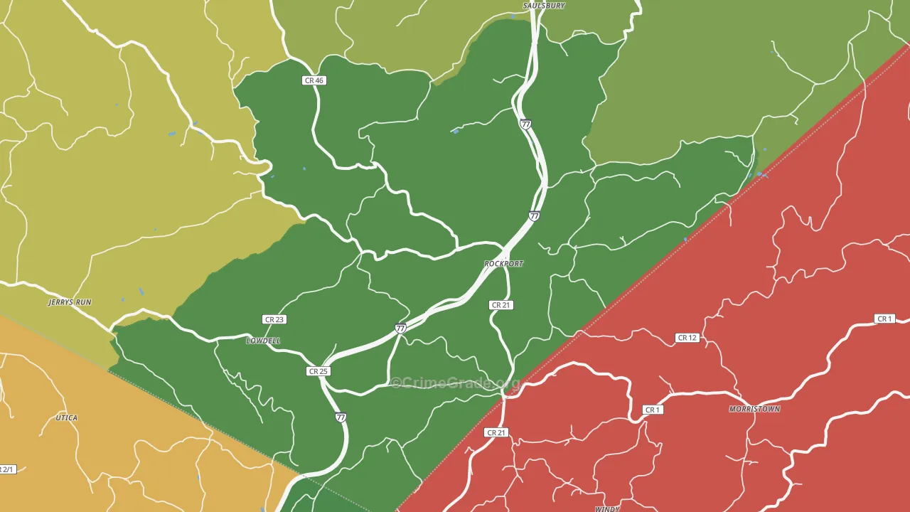 26169, WV Map of Vehicle Theft Rates
