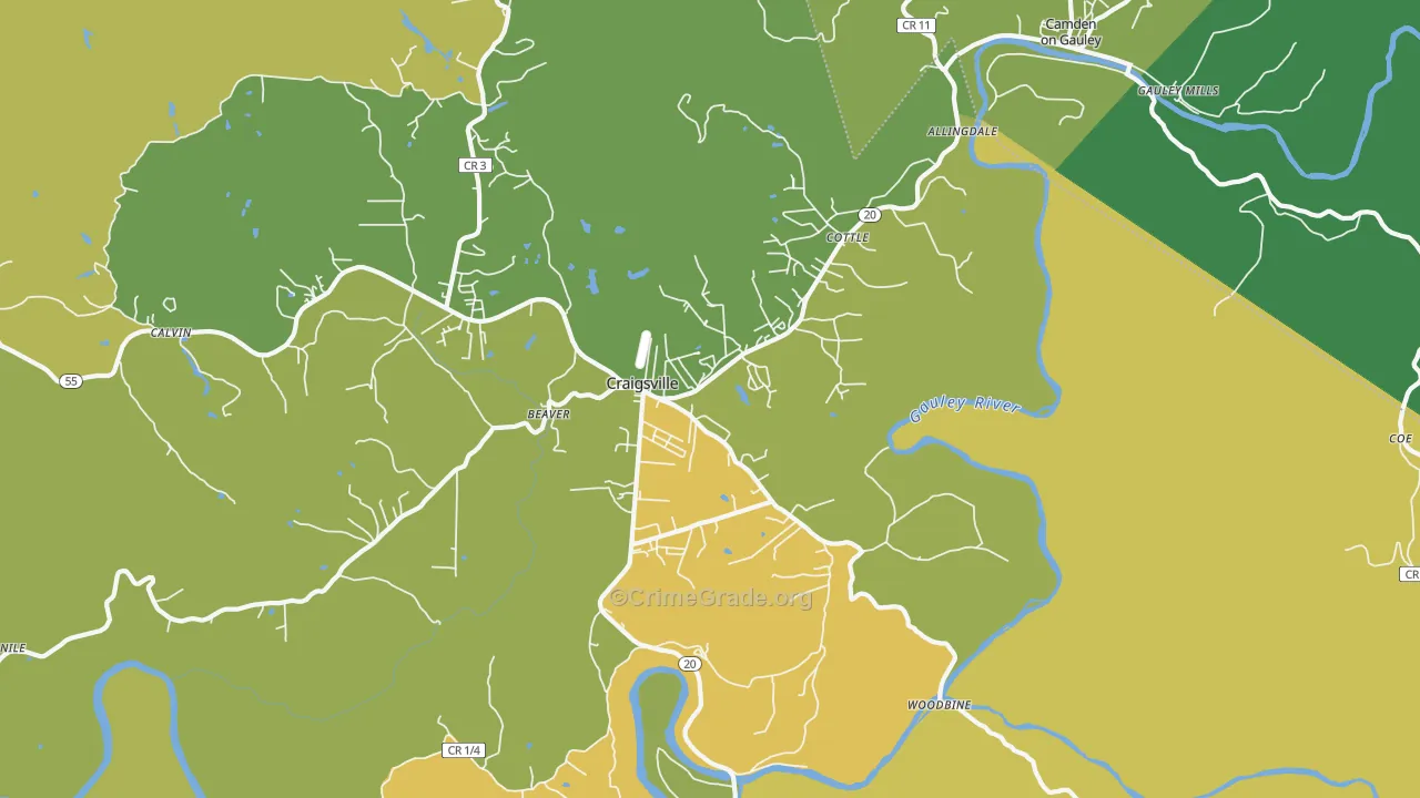 26205, WV Map of Vehicle Theft Rates