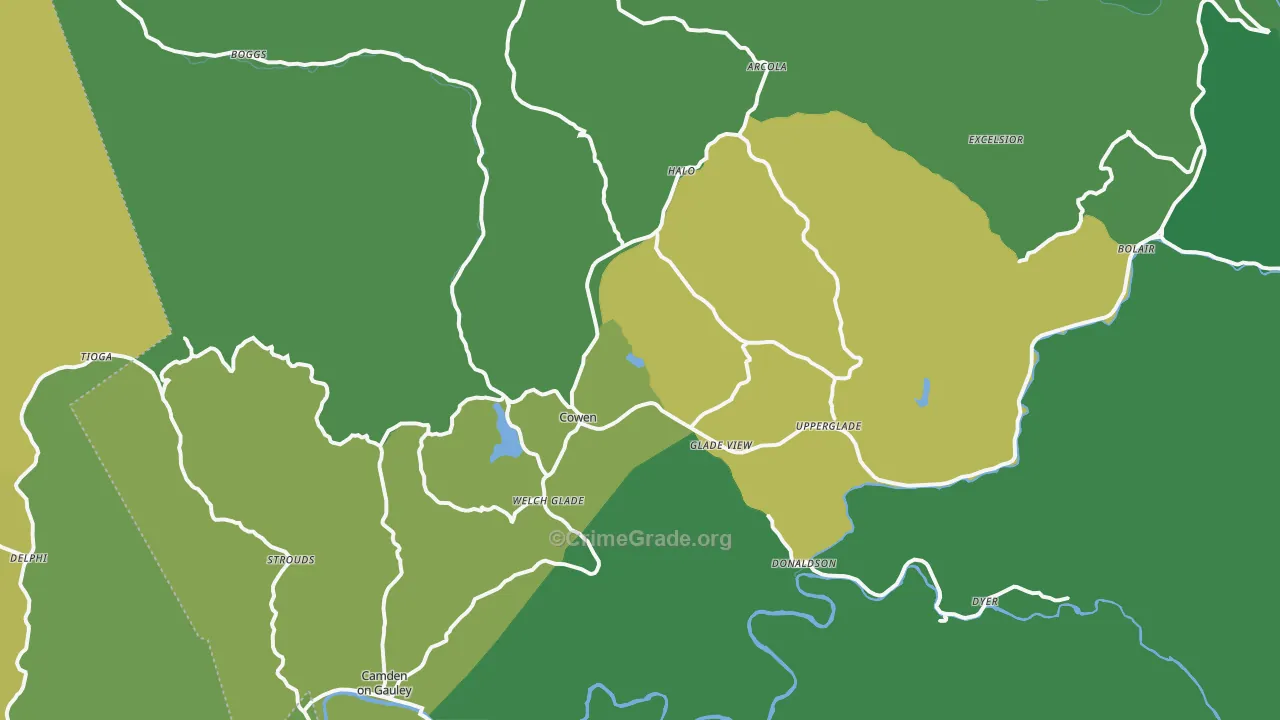 26206, WV Map of Vehicle Theft Rates
