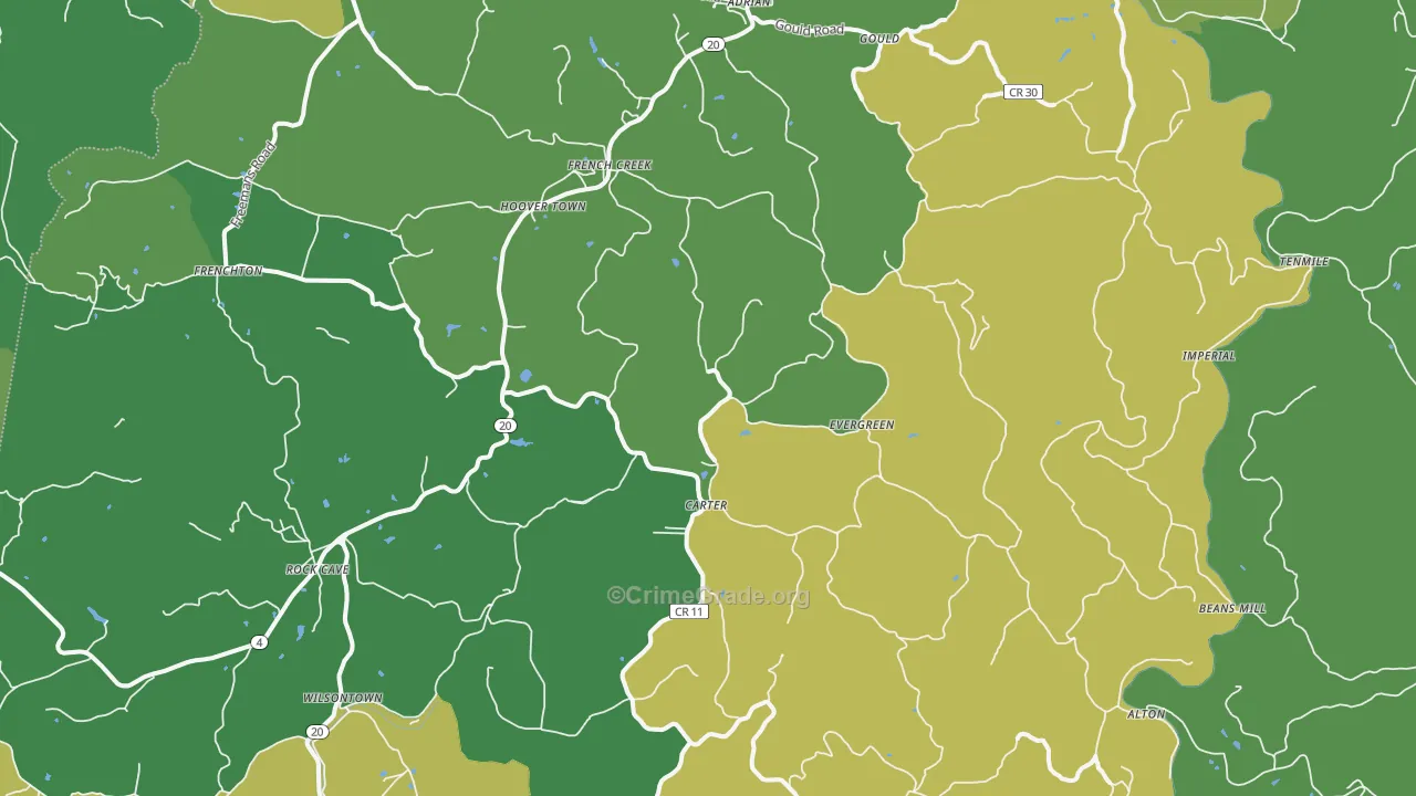 26218, WV Map of Vehicle Theft Rates