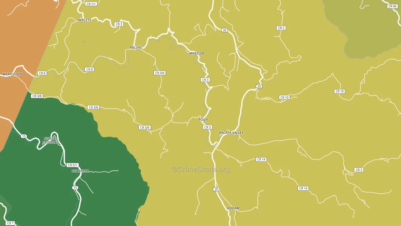 26222, WV Map of Vehicle Theft Rates