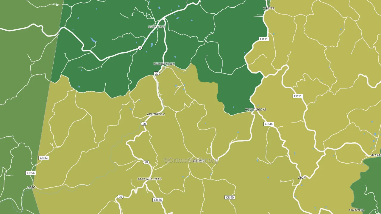 26234, WV Map of Vehicle Theft Rates