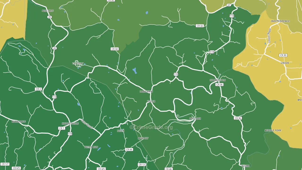 26238, WV Map of Vehicle Theft Rates