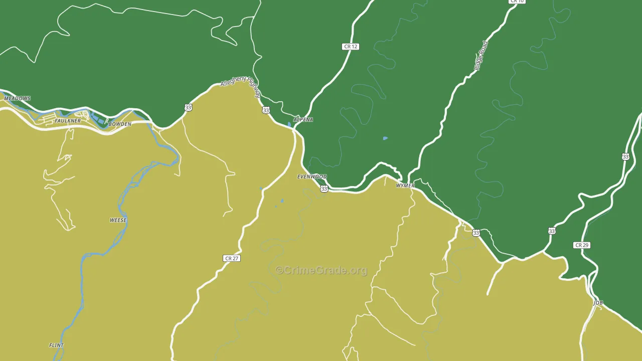 26254, WV Map of Vehicle Theft Rates