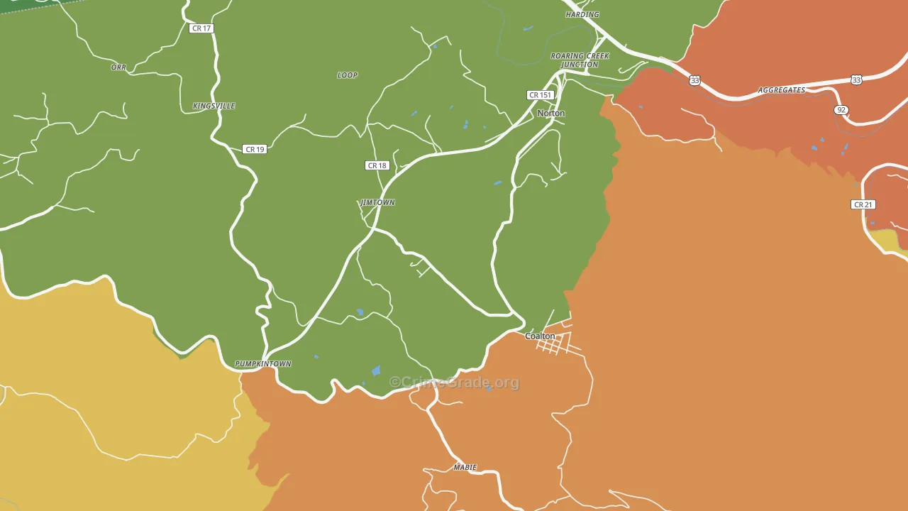 26257, WV Map of Vehicle Theft Rates