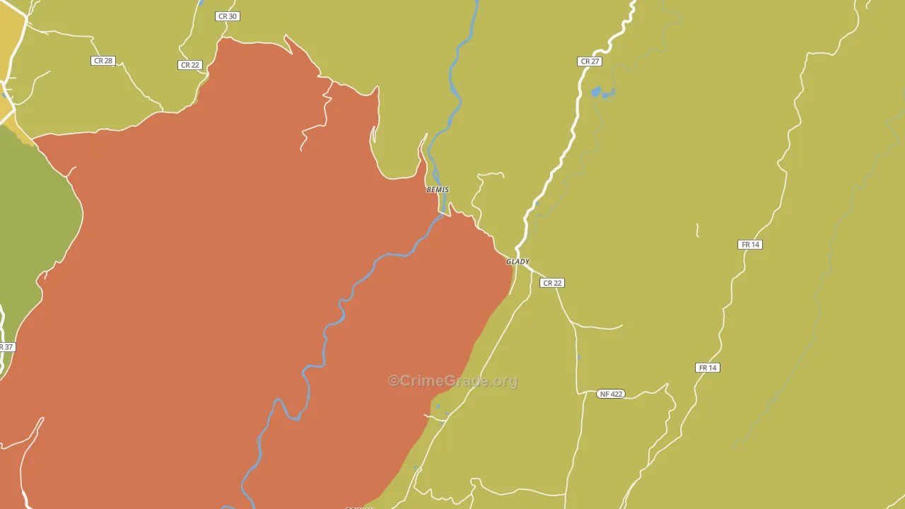 26268, WV Map of Vehicle Theft Rates