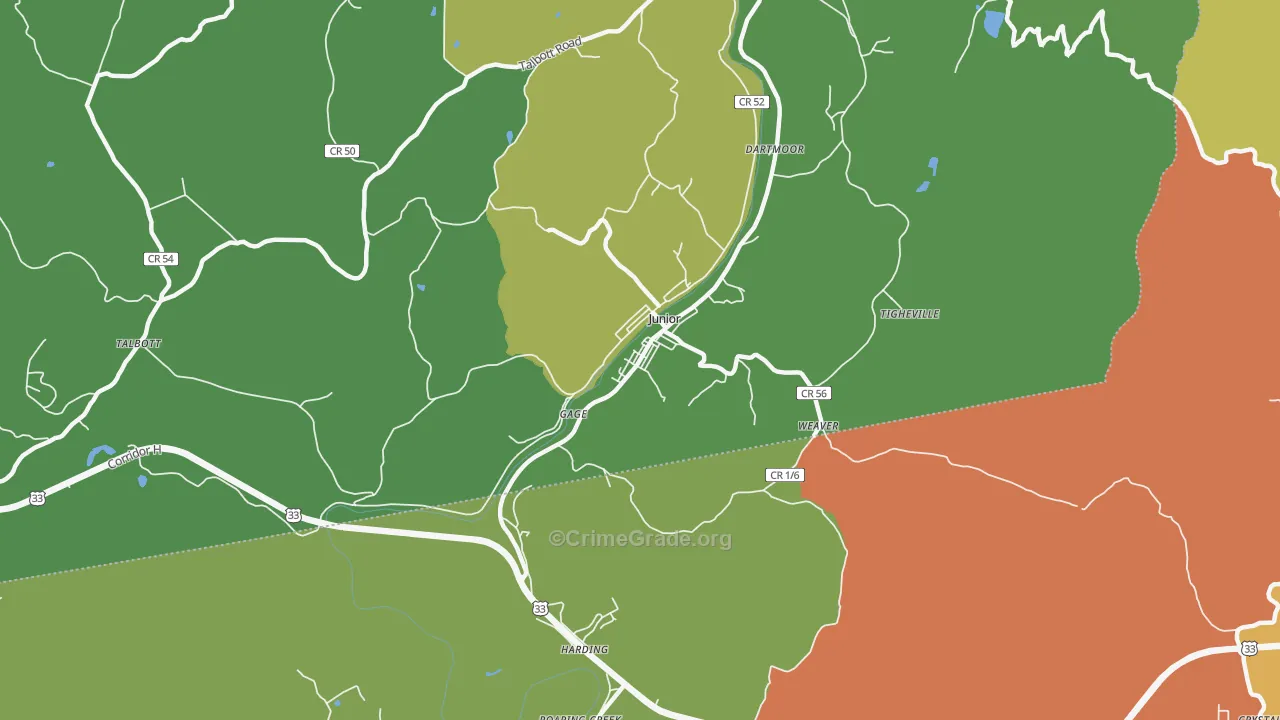 26275, WV Map of Vehicle Theft Rates