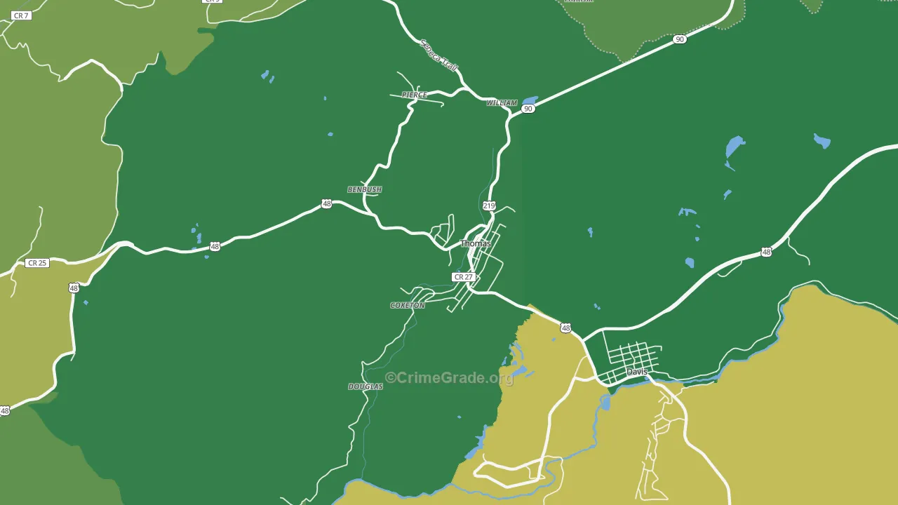 26292, WV Map of Vehicle Theft Rates