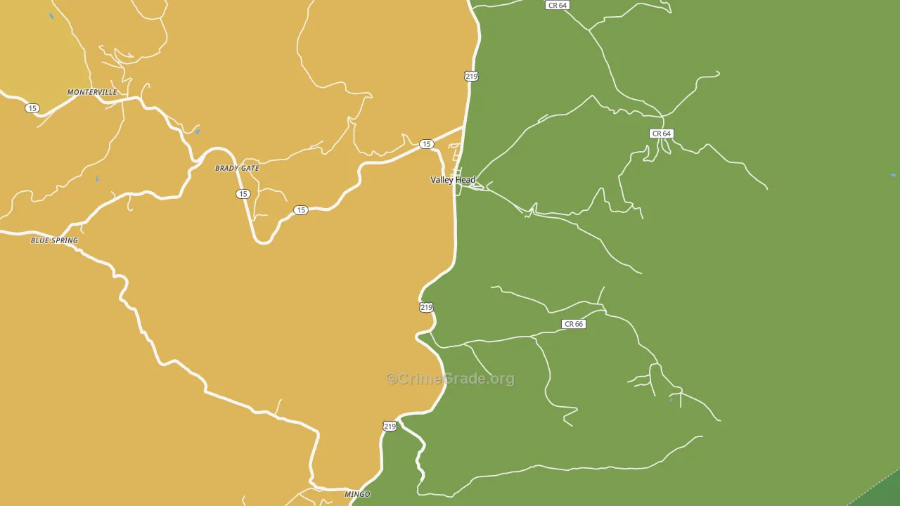 26294, WV Map of Vehicle Theft Rates