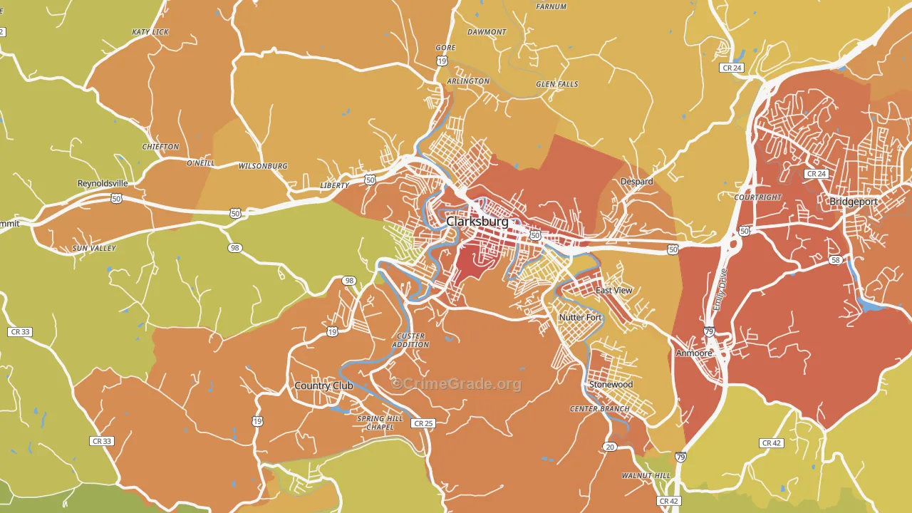 26301, WV Map of Vehicle Theft Rates