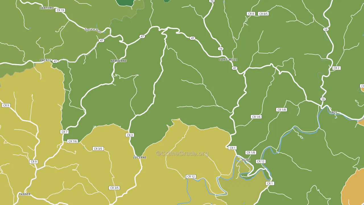 26342, WV Map of Vehicle Theft Rates