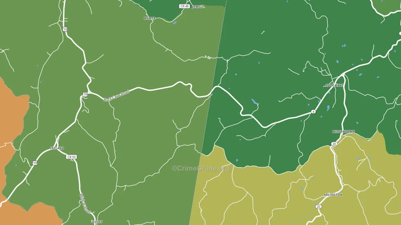 26343, WV Map of Vehicle Theft Rates