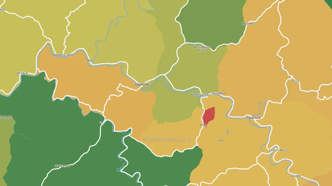 26351, WV Map of Vehicle Theft Rates