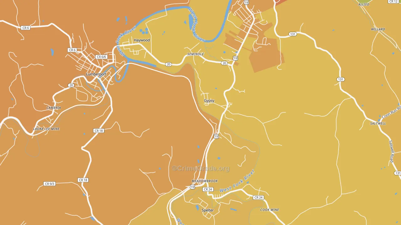26361, WV Map of Vehicle Theft Rates