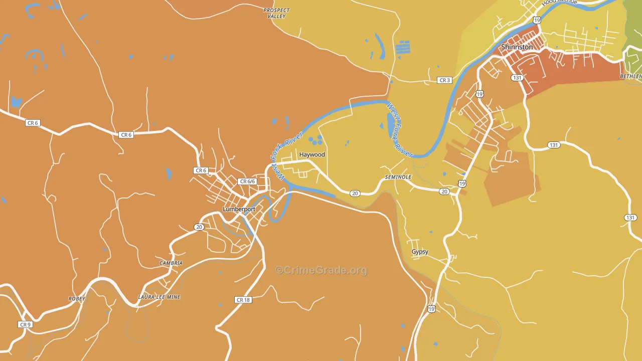 26366, WV Map of Vehicle Theft Rates