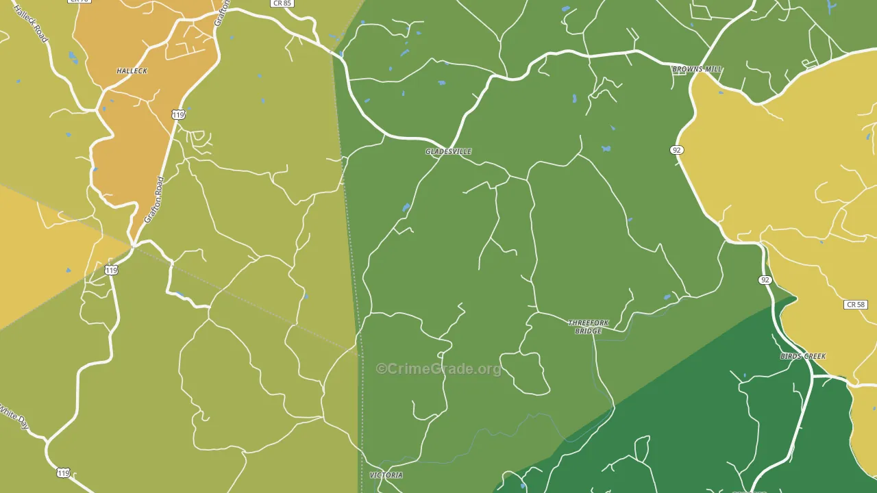 26374, WV Map of Vehicle Theft Rates