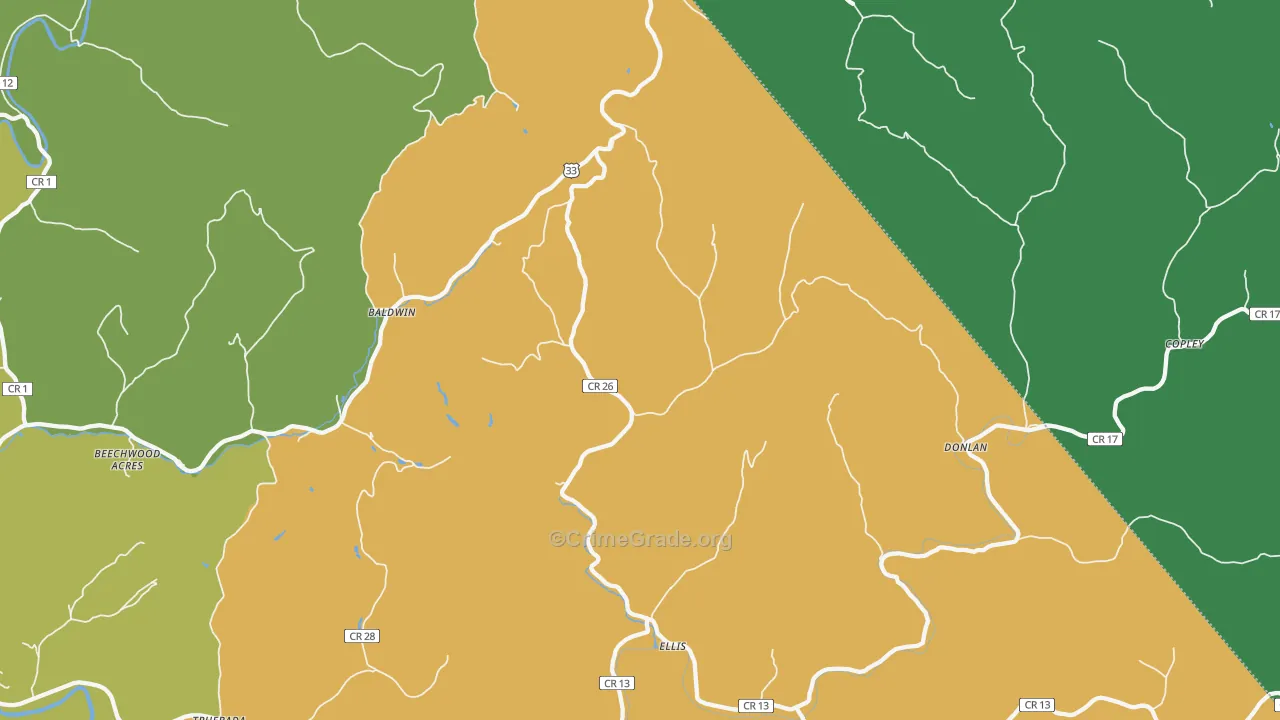 26384, WV Map of Vehicle Theft Rates