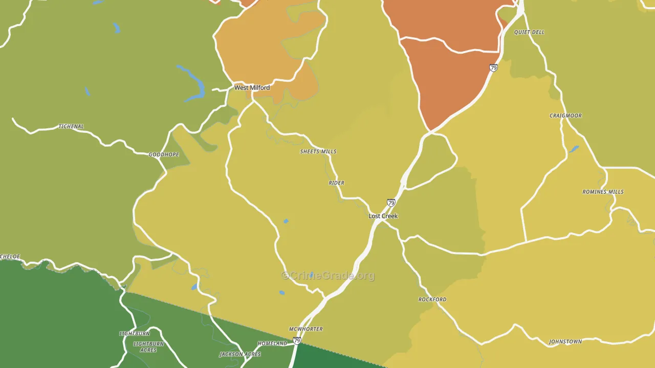 26385, WV Map of Vehicle Theft Rates