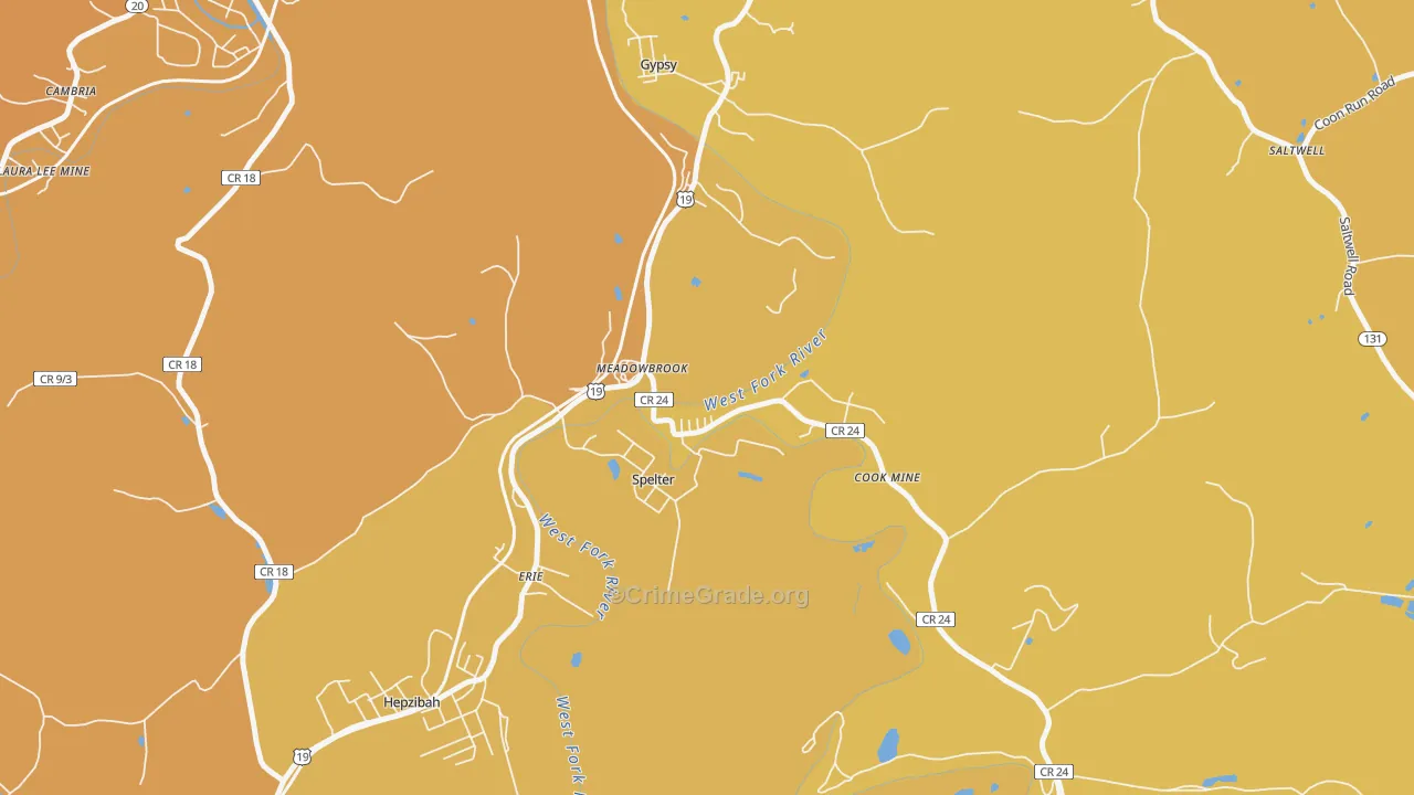 26404, WV Map of Vehicle Theft Rates