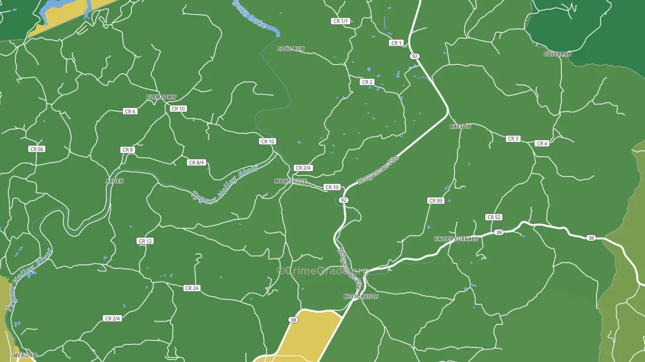 26405, WV Map of Vehicle Theft Rates