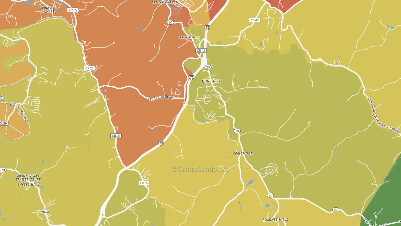 26408, WV Map of Vehicle Theft Rates