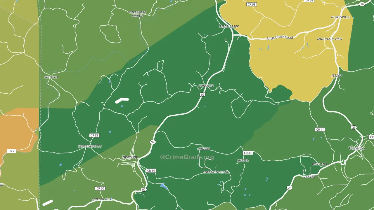 26410, WV Map of Vehicle Theft Rates