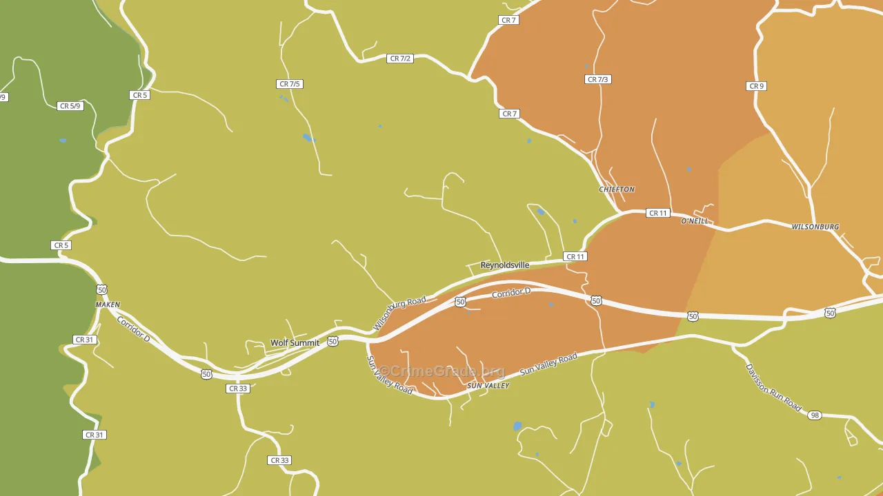 26422, WV Map of Vehicle Theft Rates