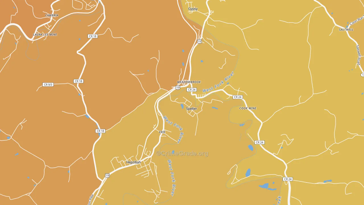 26438, WV Map of Vehicle Theft Rates