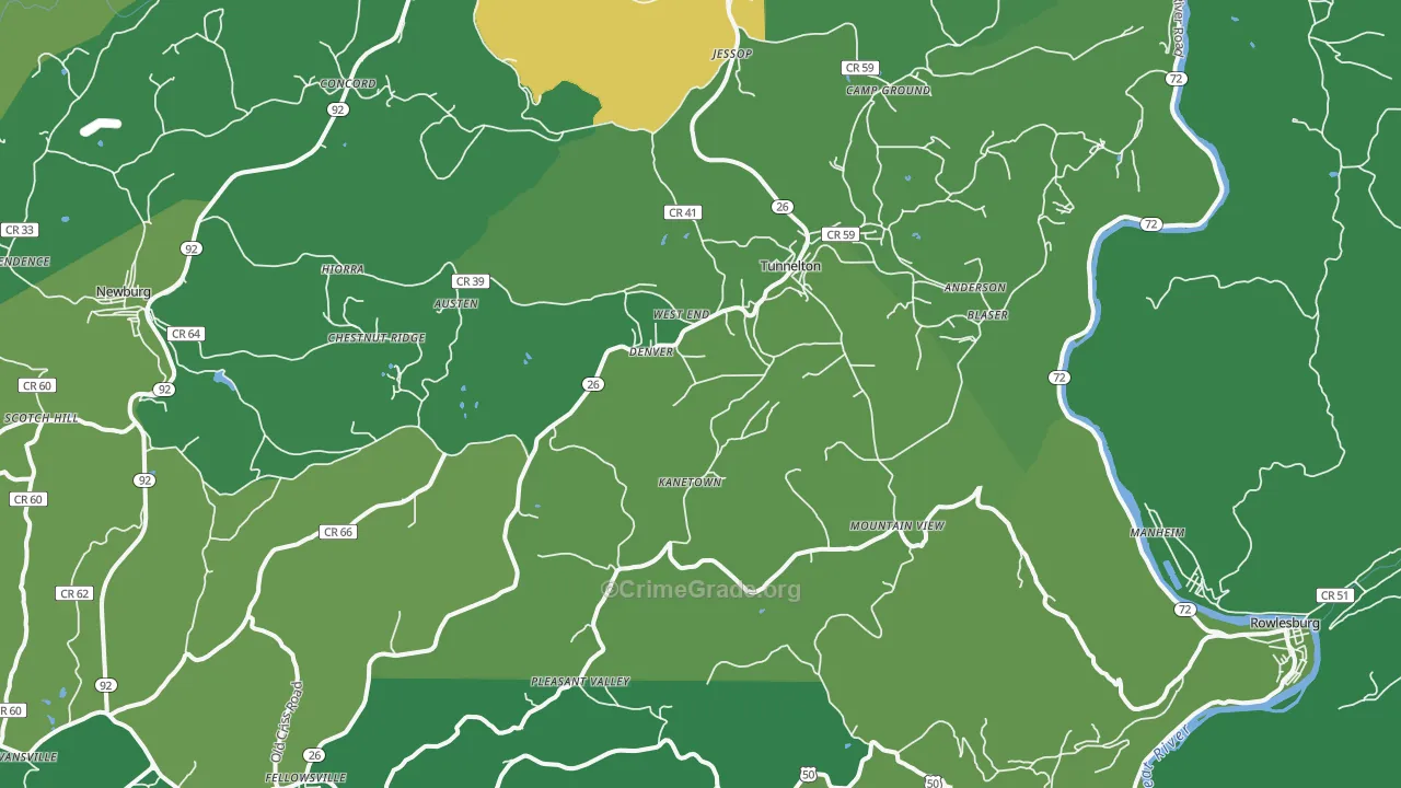 26444, WV Map of Vehicle Theft Rates