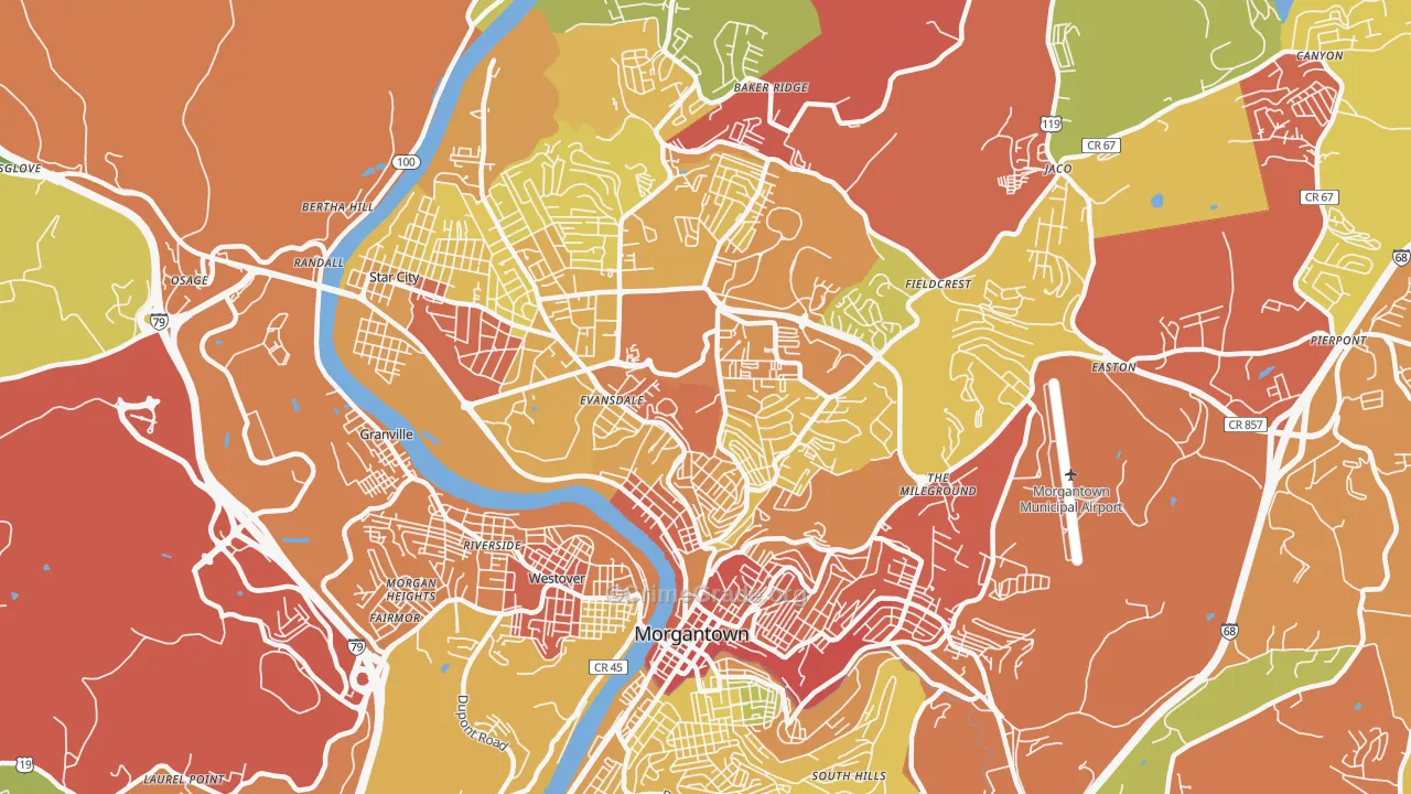 26505, WV Map of Vehicle Theft Rates