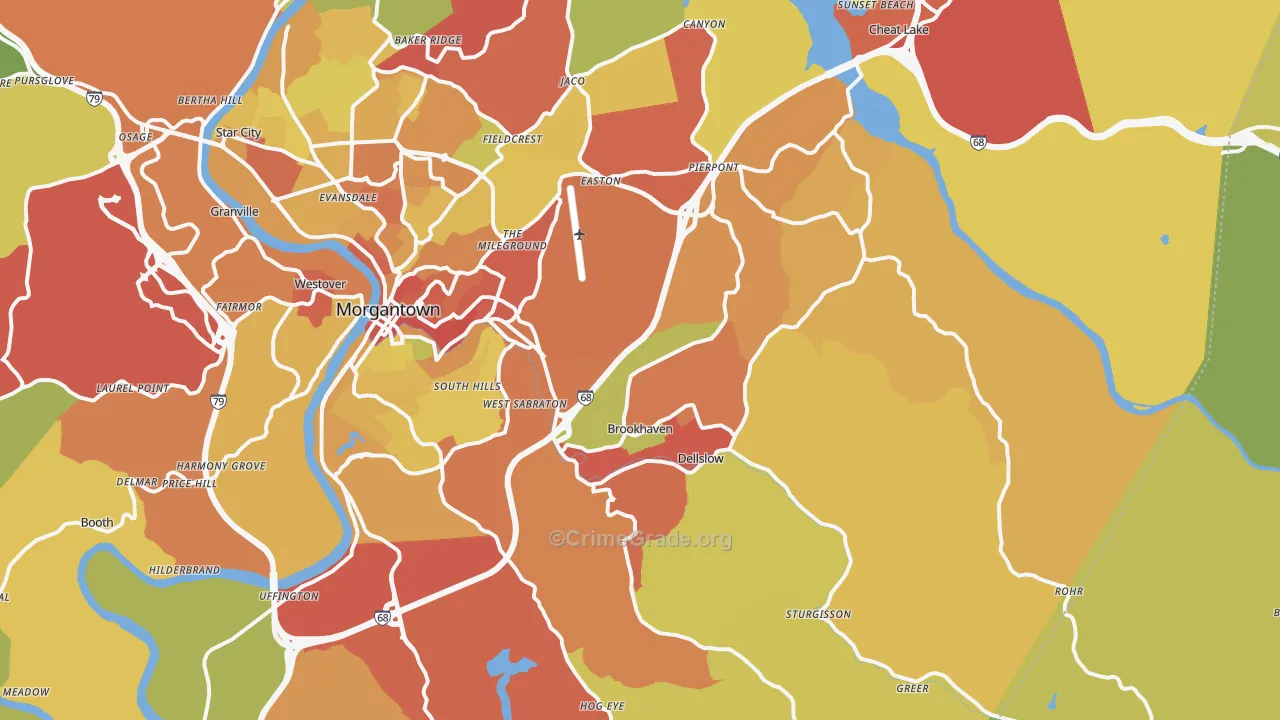 26508, WV Map of Vehicle Theft Rates
